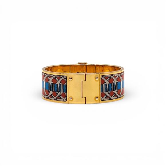Hermès Charnière Uni Bracelet Gold-Tone Enamel Made in France - Picture 2 of 6